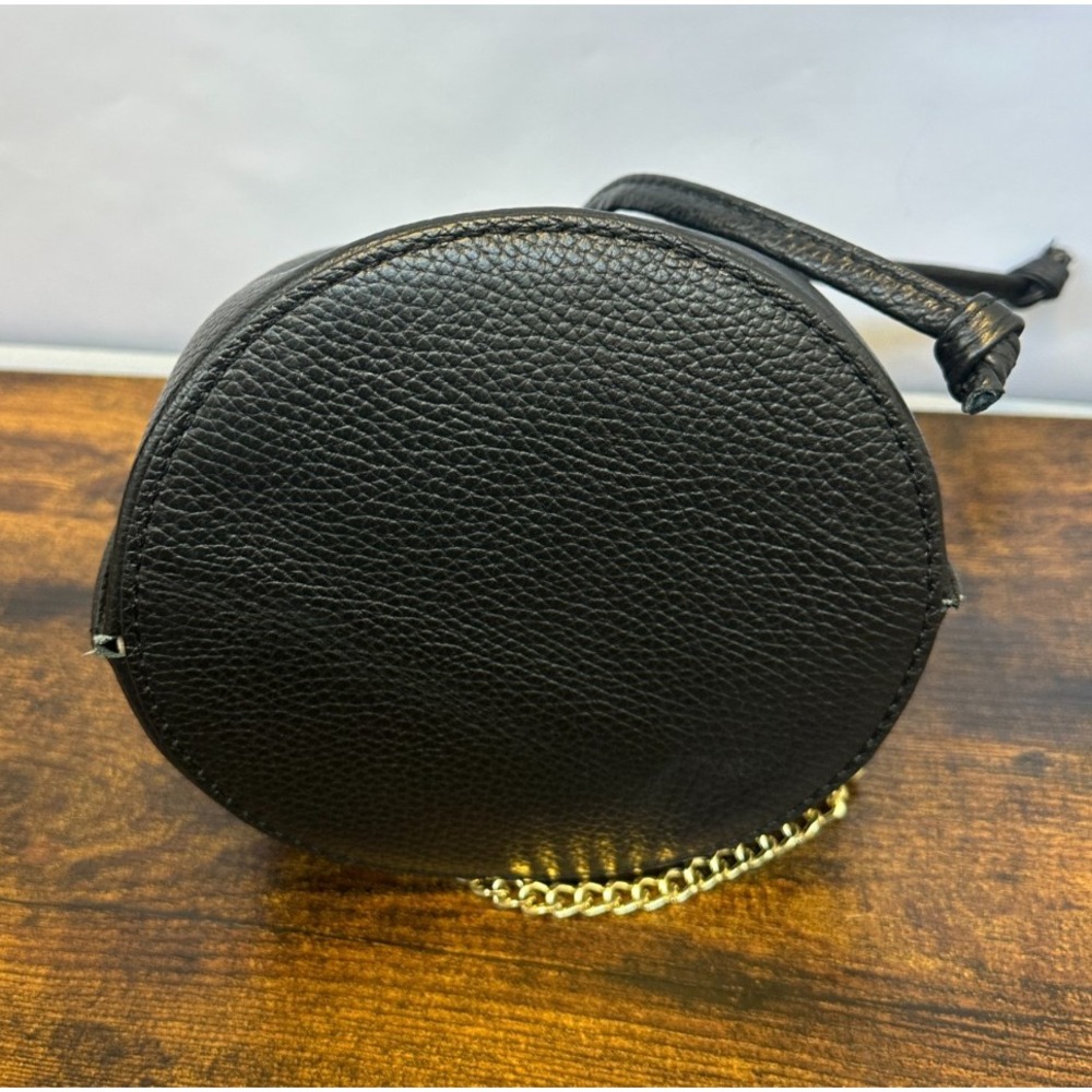Vera Pelle Pebbled Leather Bucket Drawstring Bag Gold Chain Cross Body Purse EUC - Picture 13 of 16